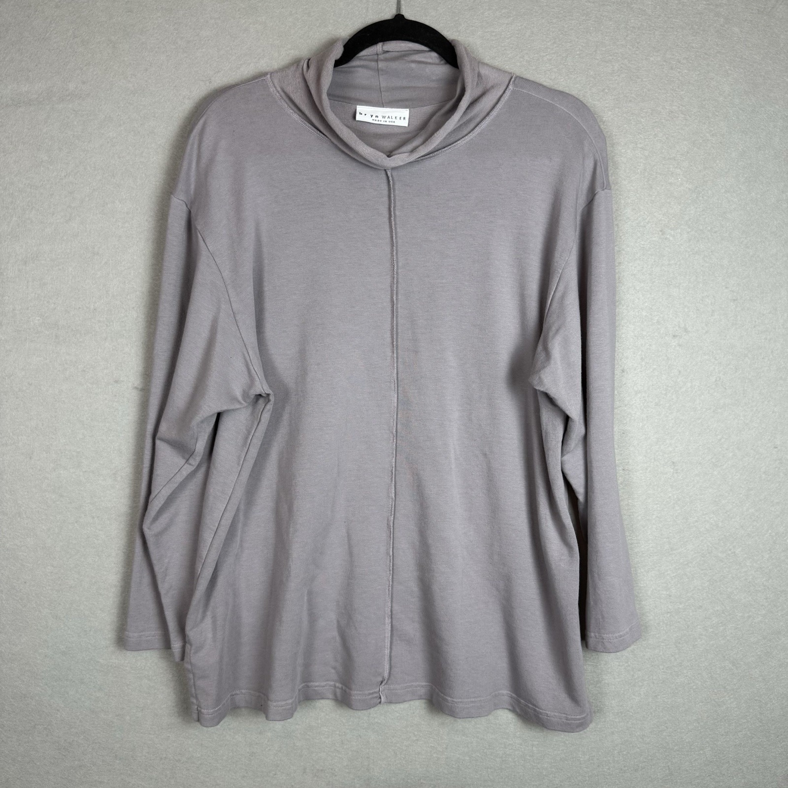 Bryn Walker Cowl Neck Top Dusty Purple Lagenlook Long Sleeve Sz S Bamboo Cotton
